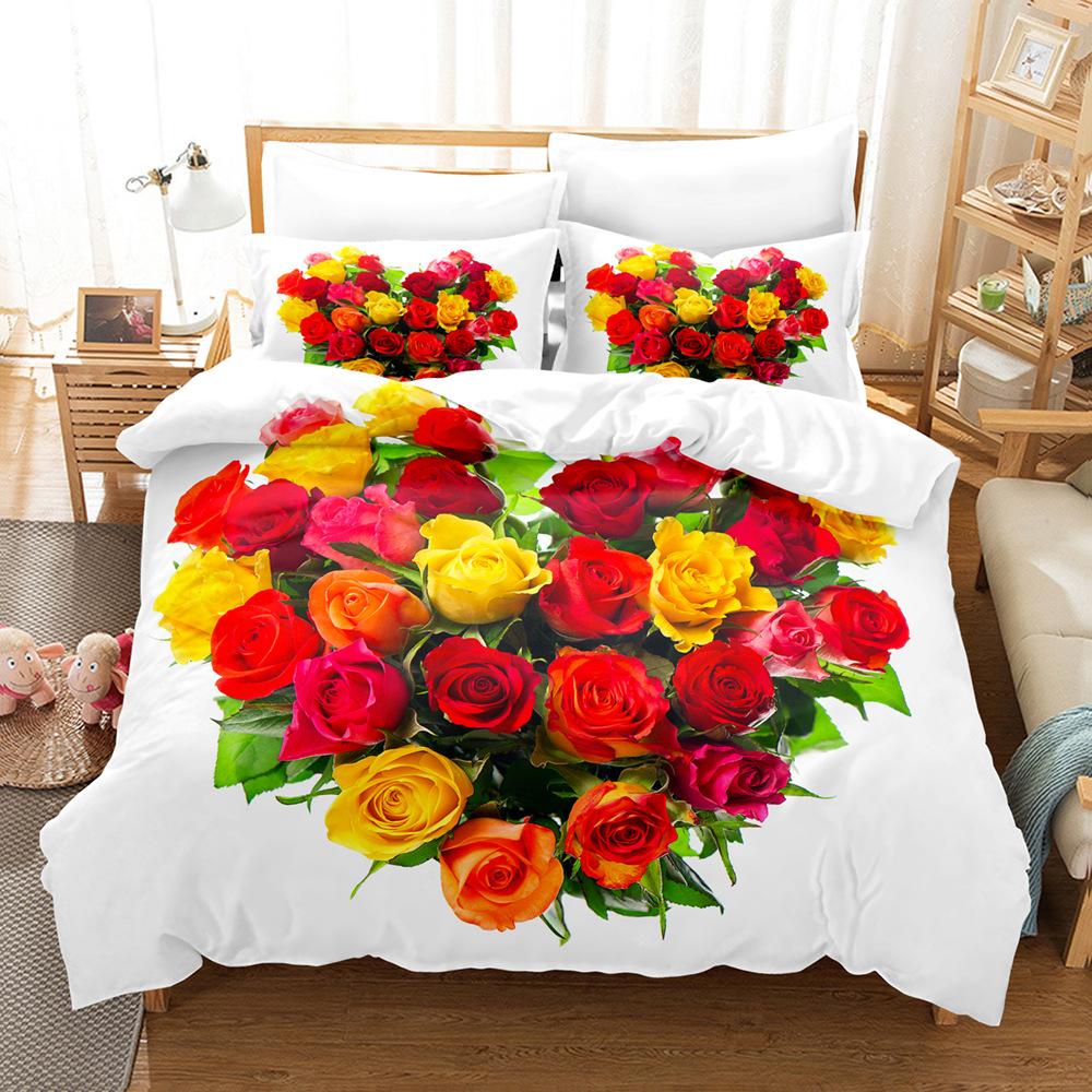 3D Couple Room Bedding Set Valentine's Day Duvet Cover Pillowcase 2/3 Pieces AU220 * 240 Super King Soft Zippered Home Textile