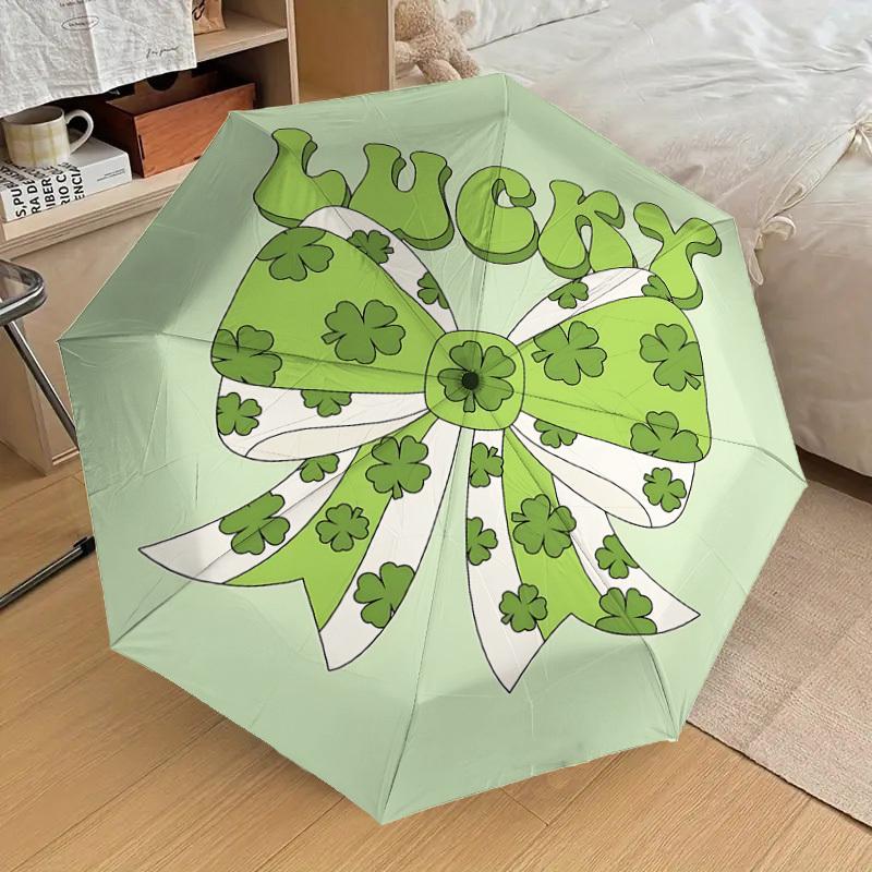 1PC bow shamrock Automatic Open/Close Umbrella with Windproof, 8-Rib Sturdy Canopy, Durable Ribs, Fashionable Design1286A