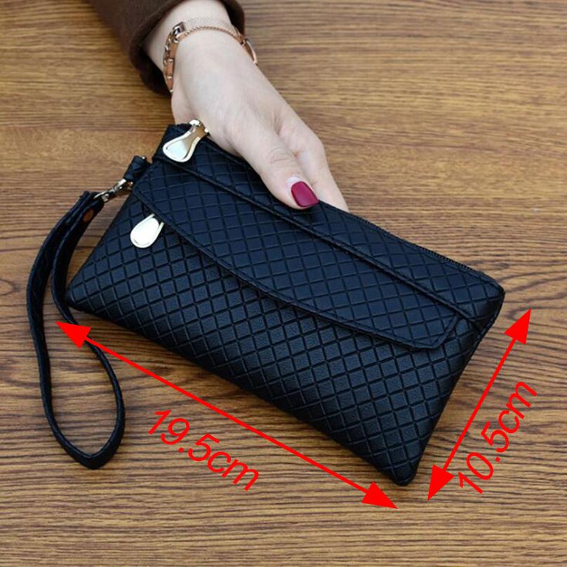 Vintage Portable Women's Long Wallet Solid Color Luxury Purse Elegant Clutch Cash Leather Pouch KTY