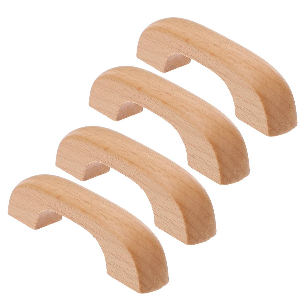 4Pcs Real Wood Cabinet Knobs Sturdy Drawer Handles Easy Install for Wardrobe Closet Dresser Bookcase Cabinet Renovation