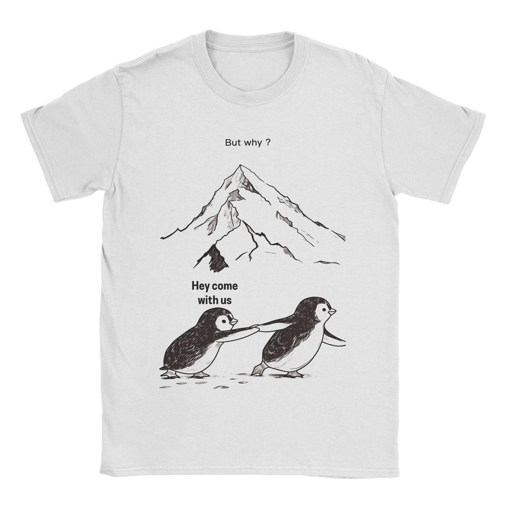 Zabawne Koszulki z Pingwinem Nihilistą Męskie Okrągły Dekolt 100% Bawełna T-shirt Krótki Rękaw Koszulka z Nadrukiem Top