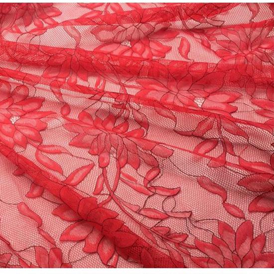 3 Meters Eyelash Lace Fabric,White Black Two-tone Eyelash Lace Trim Soft Red Skin Tone French Bilateral Flower Lace Fabric 150CM