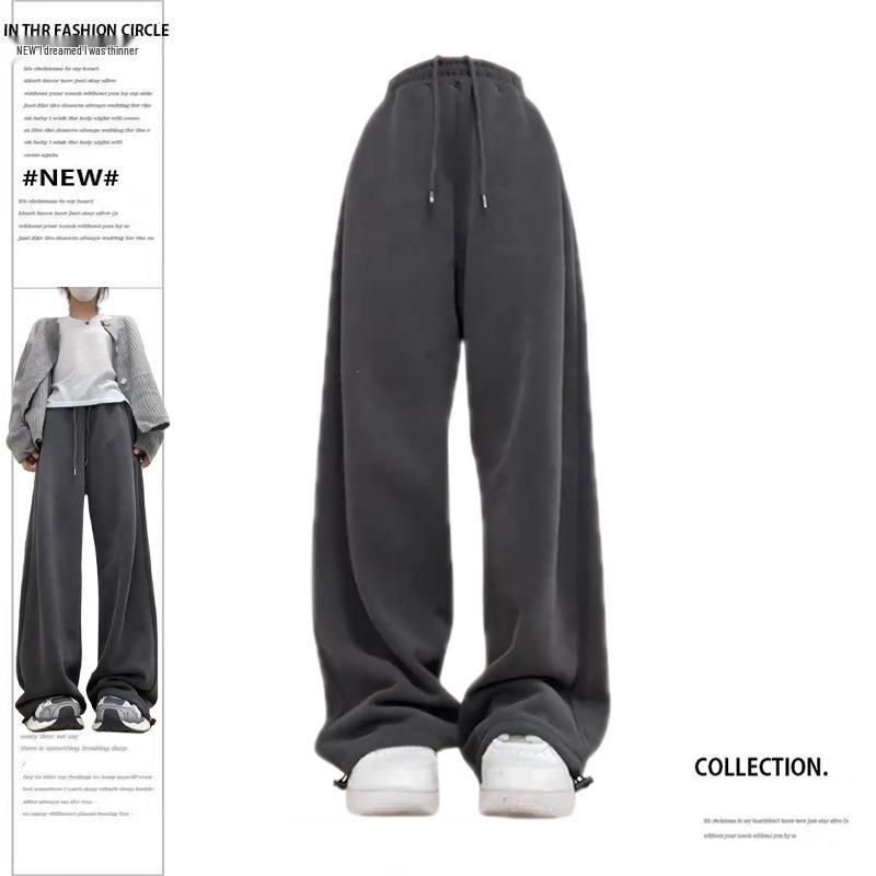 Pantaloni de trening gri cu picior lat pentru femei petite - Pantaloni jogger casual de toamnă 2024