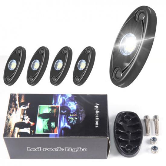 4X White LED Rock Lights Underbody Wheel Light For JEEP Offroad Truck UTV ATV