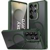 Samsung Galaxy S25 Ultra Case, Kickstand Frame, MagSafe-compatible, Transparent/Green + Screen Protector