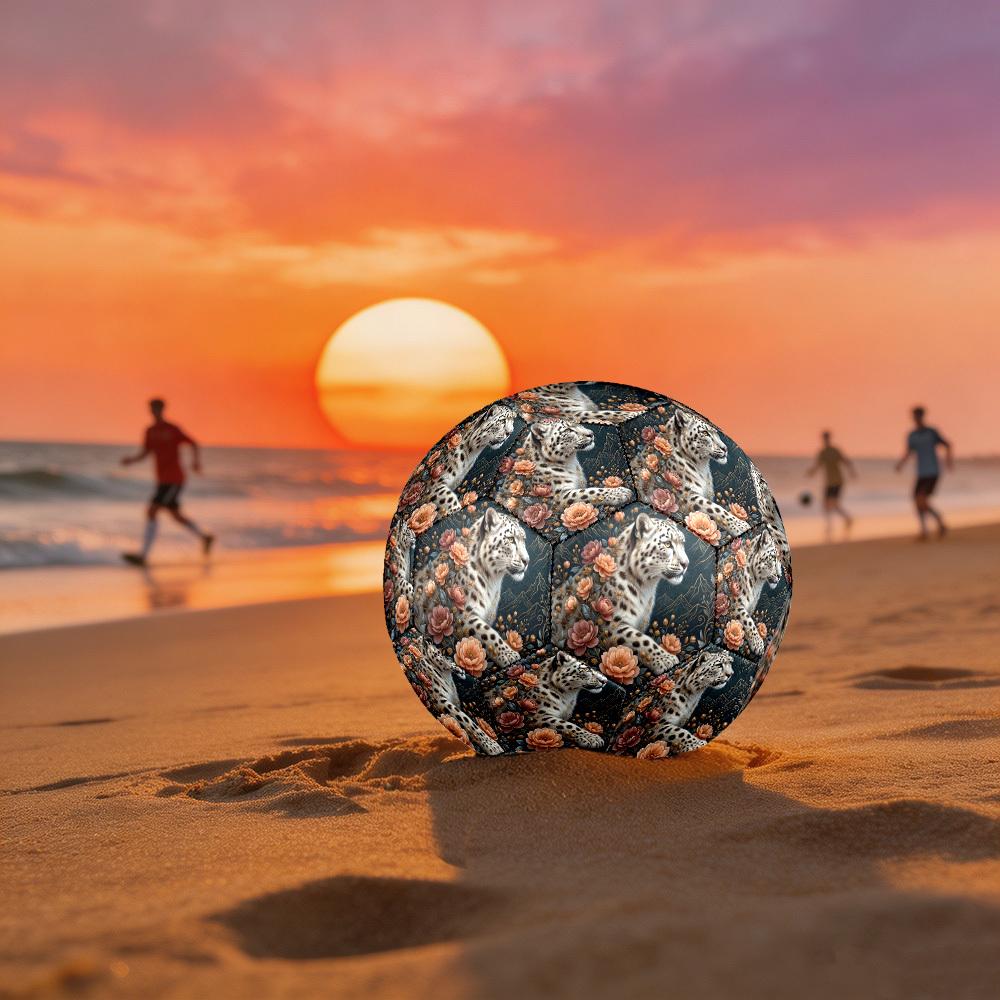 1pc Leopard Flowers Theme Soccer Ball Football, Size 5, Lightweight PVC, Outdoor Training Soccer Ball,Sports Gift t61427
