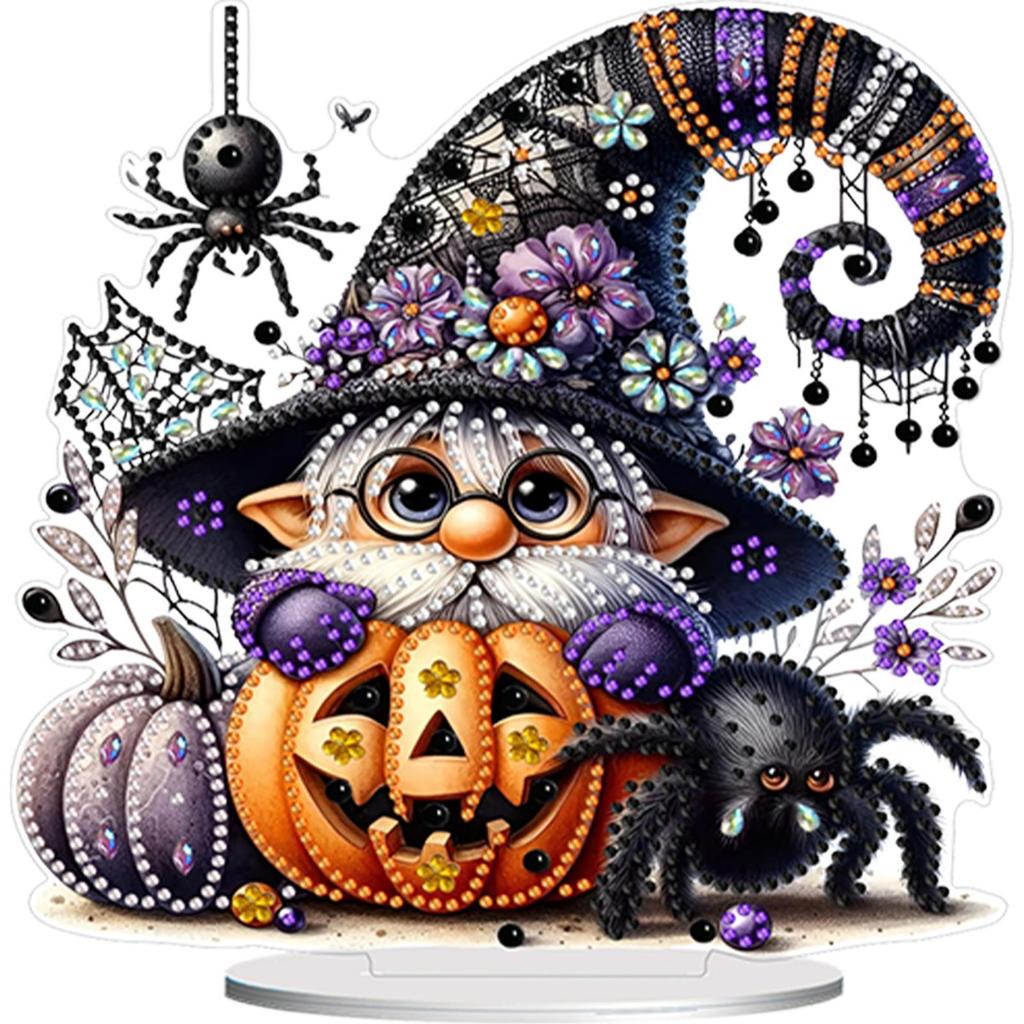 Acrylic Happy Halloween Diamond Painting Tabletop Ornaments Kit Table Top Diamond Painting Ornament Kits for Home Office Decor
