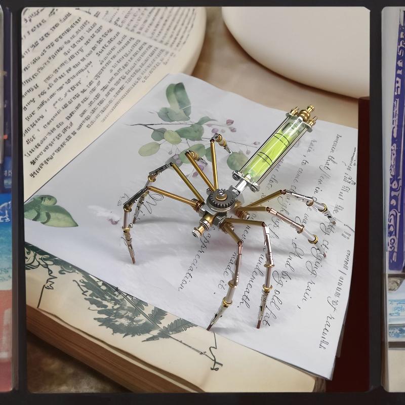 1 Conjunto de Quebra-Cabeças 3D Insetos Cyberpunk Montagem Criativa Feito à Mão Quebra-Cabeças de Metal Diy Aranha Mecânica Kit de Modelo de Metal