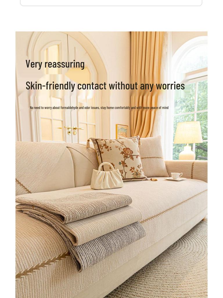 2025 French Cream Leather Sofa Cover: Elegant, Non-Slip, Year-Round Cushion Protector