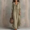 New Striped Ruffled High Waist V-Neck Loose Dress