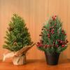 Mini Christmas Tree Decor Desk Tabletop Holiday Decoration Small Artificial Pine With Berries Snow Effect