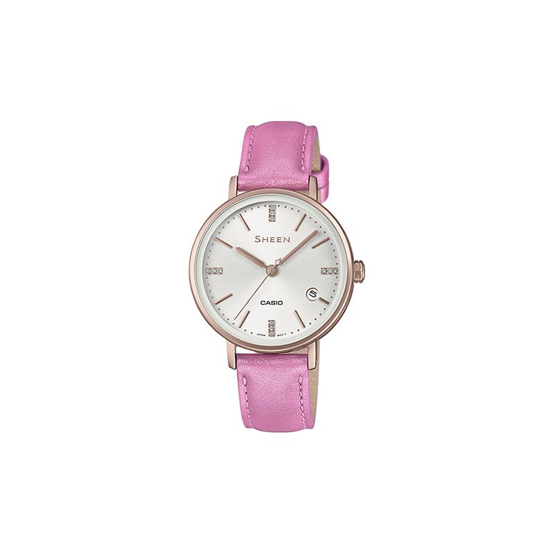 

Casio SHEEN date display versatile casual waterproof business quartz movement leather strap Japanese and Korean watch women s watch SHE-4048CGL-7BUPR чёрный