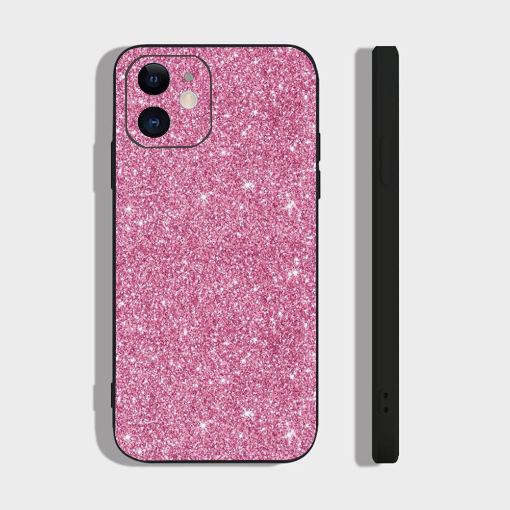 Pink Glitter Phone Case For IPhone 17 Air 16 15 14 13 Pro Max 11 12 Black Silicone Cover