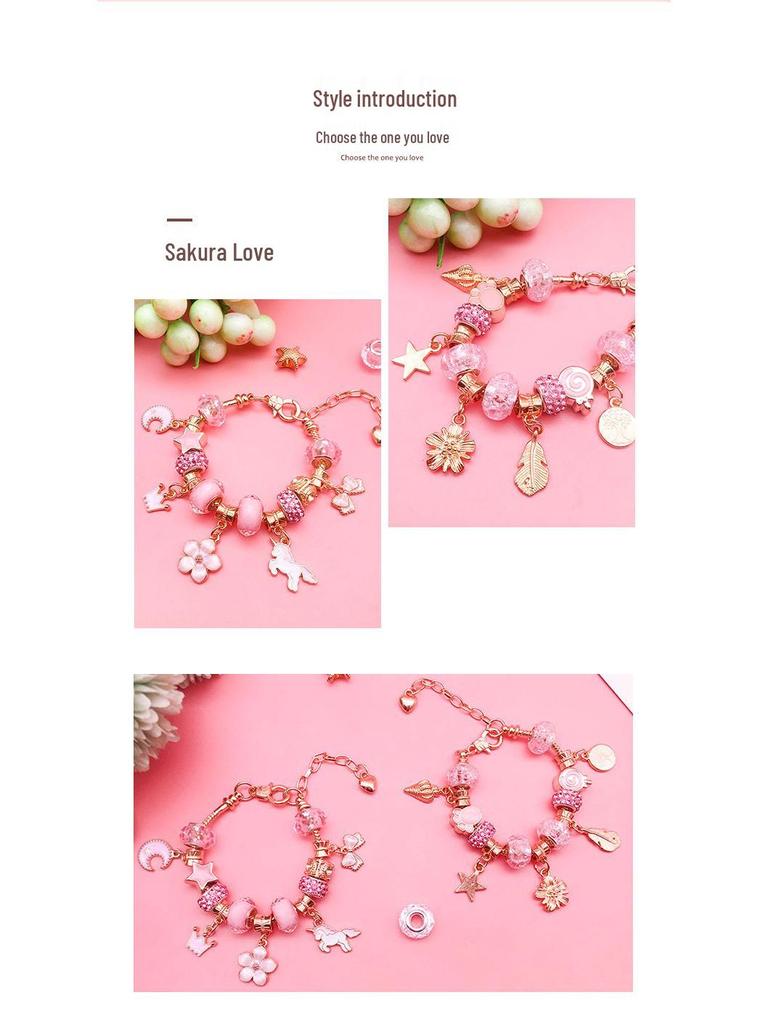 66-Piece Children's DIY Crystal Bracelet Kit – Educational Beaded Jewelry Set for Creative Holiday Gifts