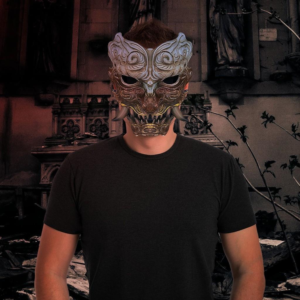 Furchteinflößende Latex Schwarzer Mythos Wukong Maske Halbes Gesicht Für Gruselige Halloween-Events Und Kostüme