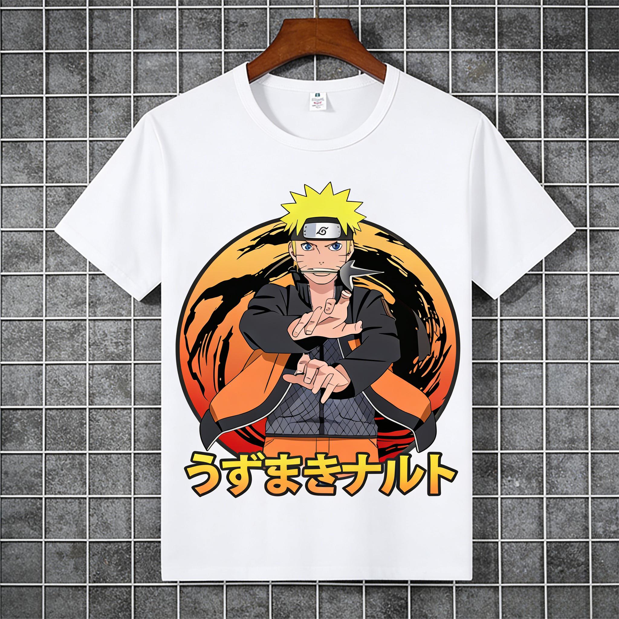 Cartoon Anime Naruto Shippuden Cotton TShirt Naruto Sasuke Kanji Collage Anime TShirt Summer Casual Printed Top S