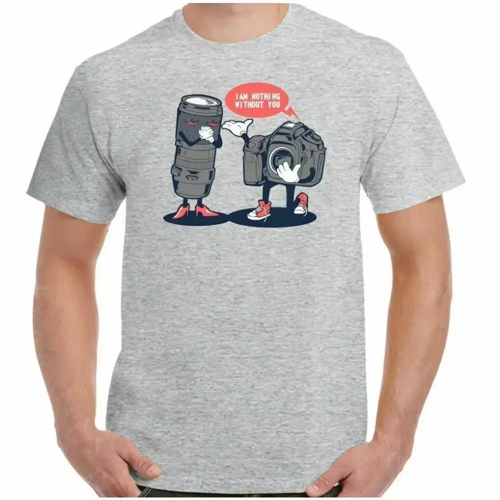 Photography T-Shirt Mens Funny Photographer Camera Lens Top Nothing Without You