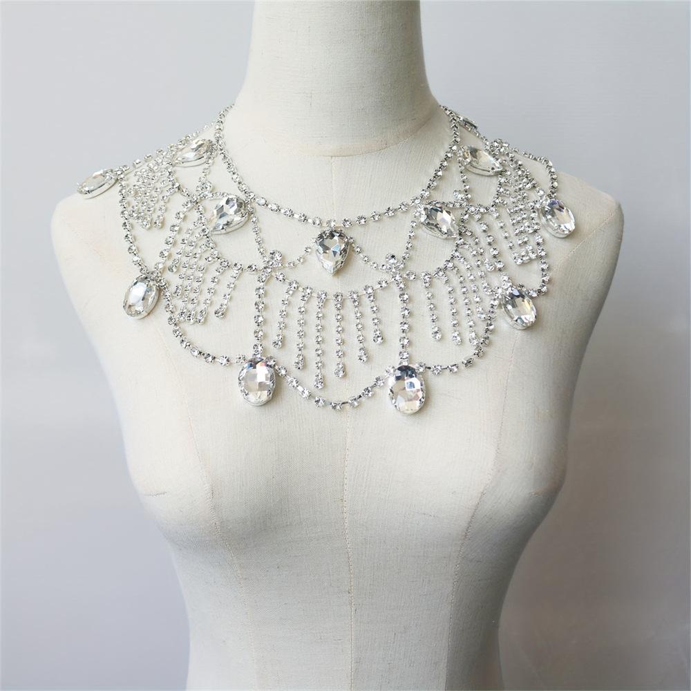 European, American Bohemian Bridal Wedding Necklace Shawl Chain, Elegant Ladies Exaggerated Shoulder Chain Jewelry