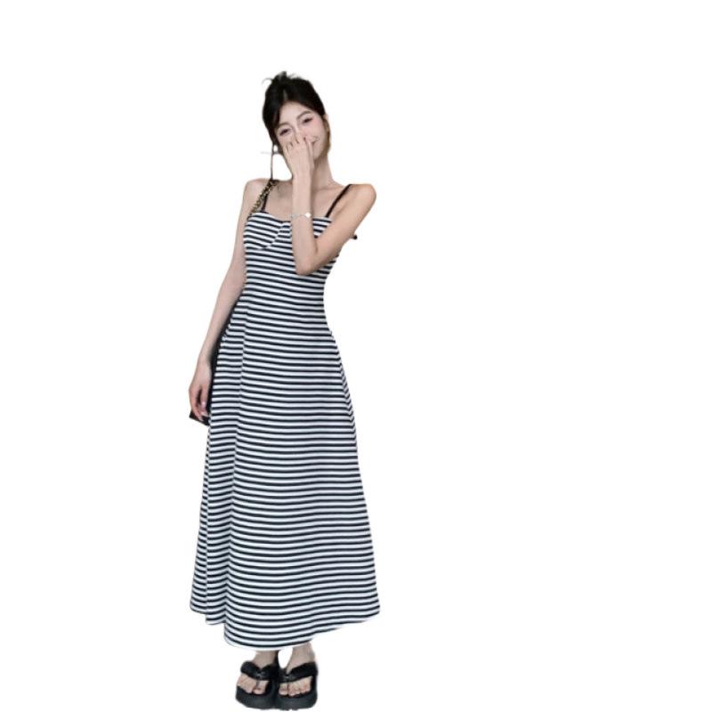 Trendy 2025 Summer Striped Backless Camisole Dress for Women