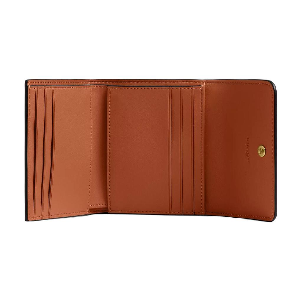 New COACH Mira Coated Canvas With Calfskin Wallet Small Women's Chalk Gray & Brown CAT57-B4RGL