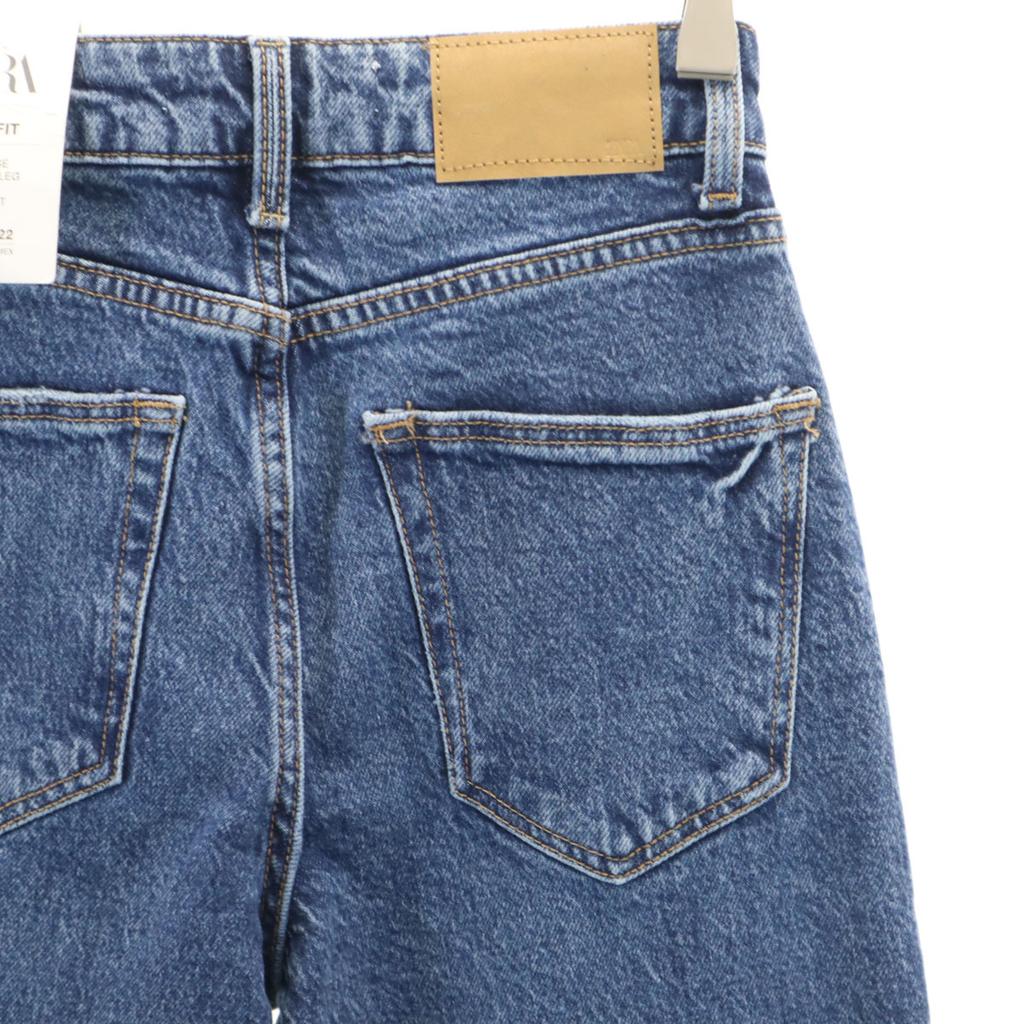 Unused ZARA Tapered Denim Pants 32 Wash Blue Jeans Women Used