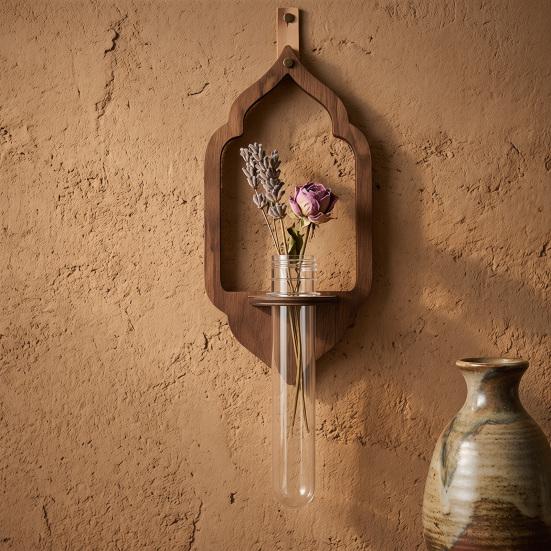 Plant Propagation Station Wall Hanging Wooden Shelf Plant Terrarium for Hydroponics Home Office Decor Air Plant Cutting Holder Propagate Test Tube for
