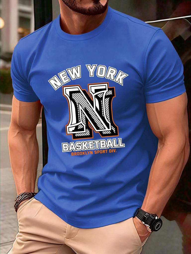 New York Brooklyn Basketball Print T Shirt Men Summer AllMatch Streetwear Trendy ONeck Clothes Cotton Oversized Man TShirts