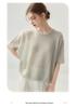 Lekasha Women's Cashmere Goat Wool Relaxed Round Neck Short Sleeve Base Layer Top