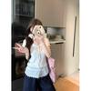 White V-Neck Lace Strap Front Shoulder Short Sleeve T-Shirt Women's Summer Slim Skinny Cotton Top
