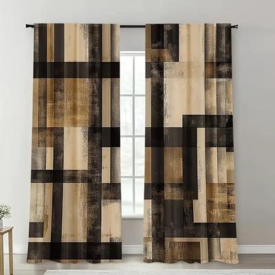 2 Peças - Cortinas Estampadas com Padrão Geométrico para Casa, Decoração de Janela, Decoração de Casa, Decoração de Quarto