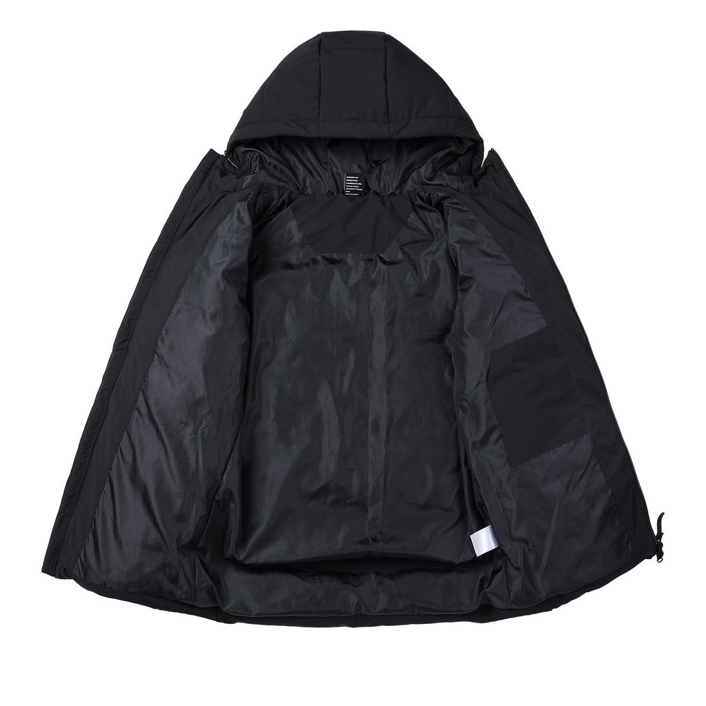 Kelme Men's Long Padded Hooded Coat for Outdoor Training, Fall/Winter (Black, L)