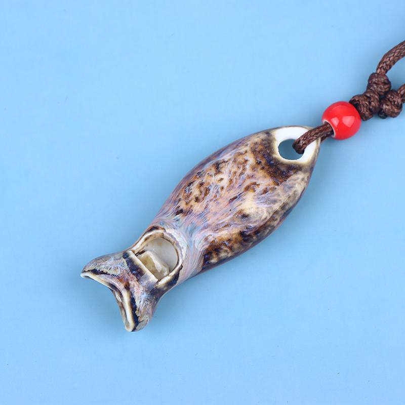Chinese Stijl Keramische Visfluit Kettingen Hanger Gladde Handgemaakte Fluit Delicieuze Bedel Ketting Unisex Trui Ketting