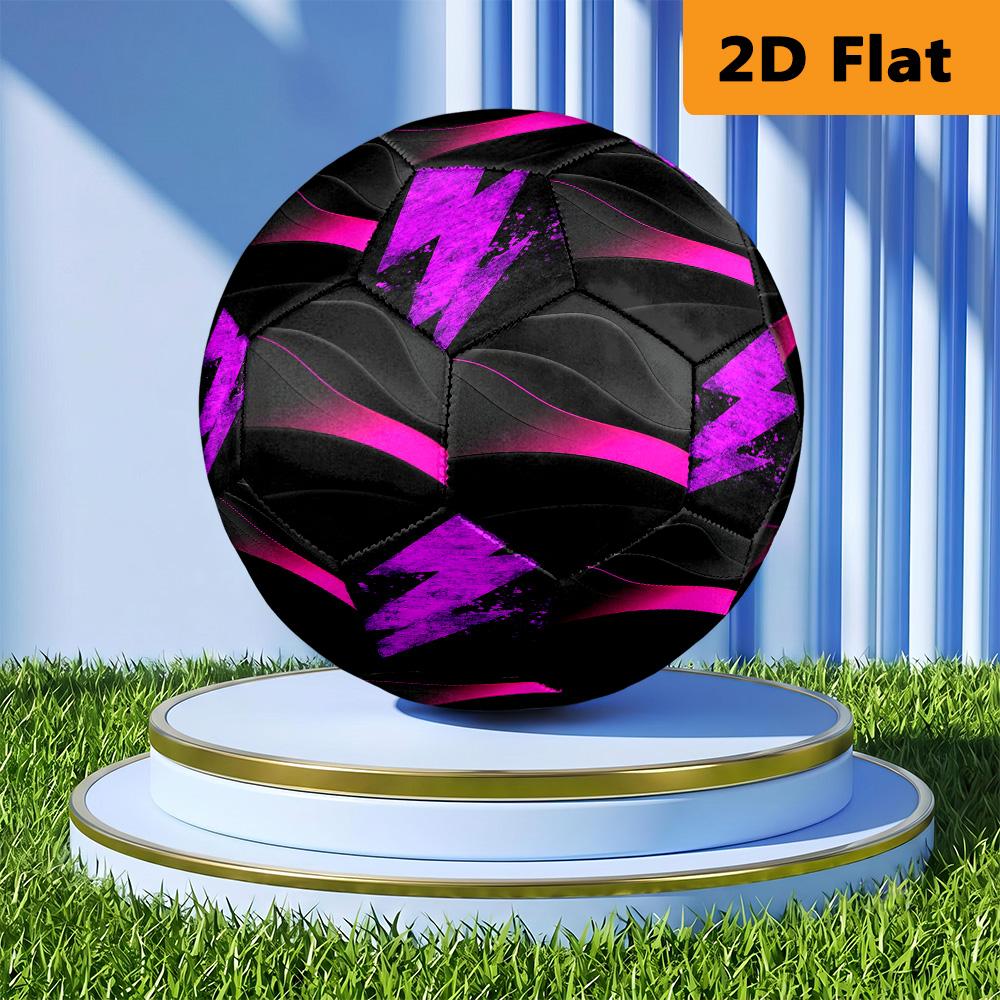 Black Pink Gradient Wave Size Soccer Ball High Elasticity Match Universal Unique Gift Purple Anime Art Football