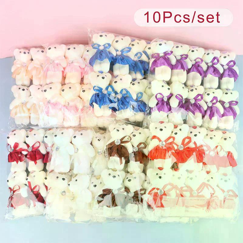 10 Pezzi 12cm Orso Fiore Mazzo Giocattolo Bambola Cartone Animato Orsacchiotto Mazzo Regali Laurea Compleanno Matrimonio Decorazioni Festa