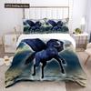Unicorn Duvet Cover Set White Horse With Wing 3D Print King Size Polyester Comforter Cover For Kids Bedding Set With Pillowcase