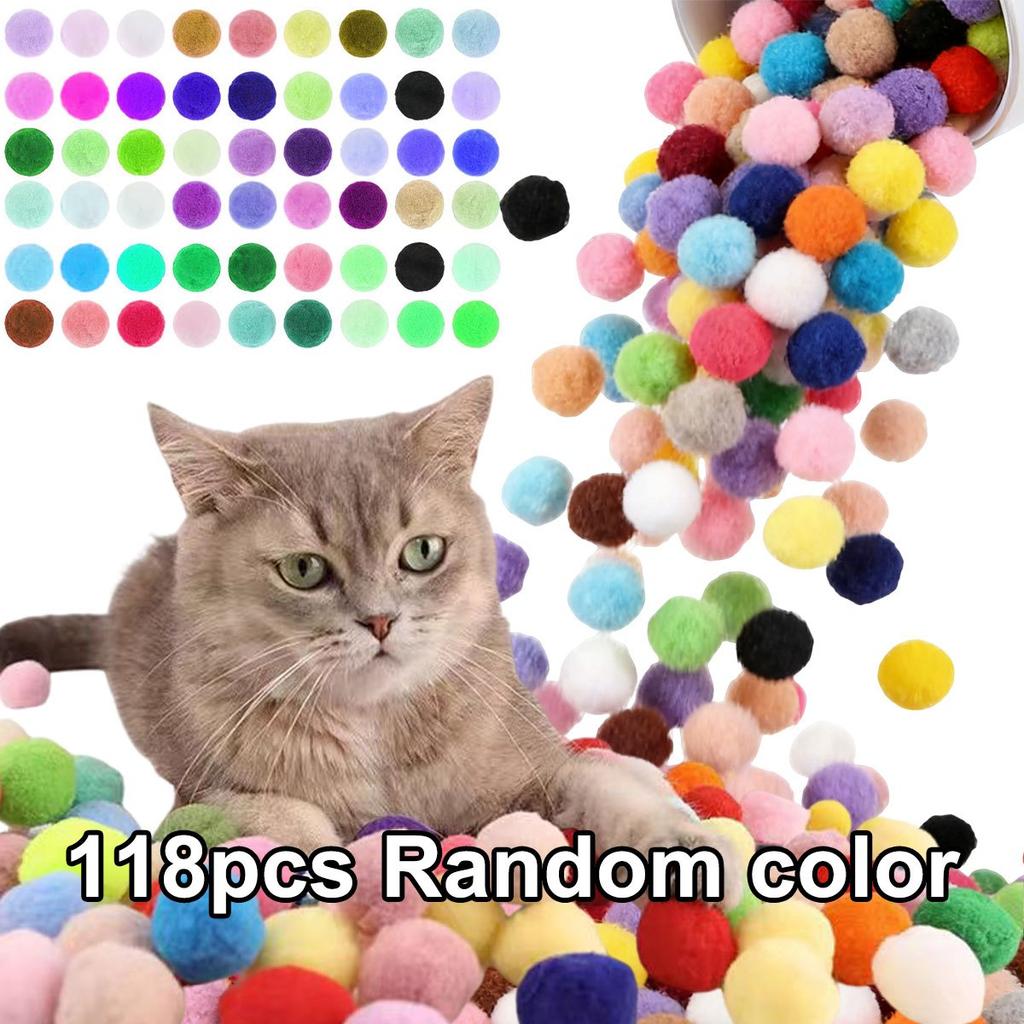 18pcs 3cm Colorful Plush Cat Teaser Toy Balls Chew Durable Cat Toy Balls Cat Training Toy Balls ZSY