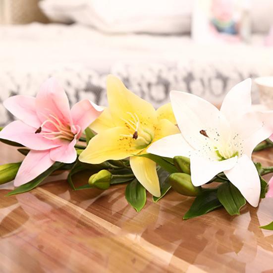 3 Heads Artificial Fake Lily Flowers Bouquet Home Garden Party Wedding Decors