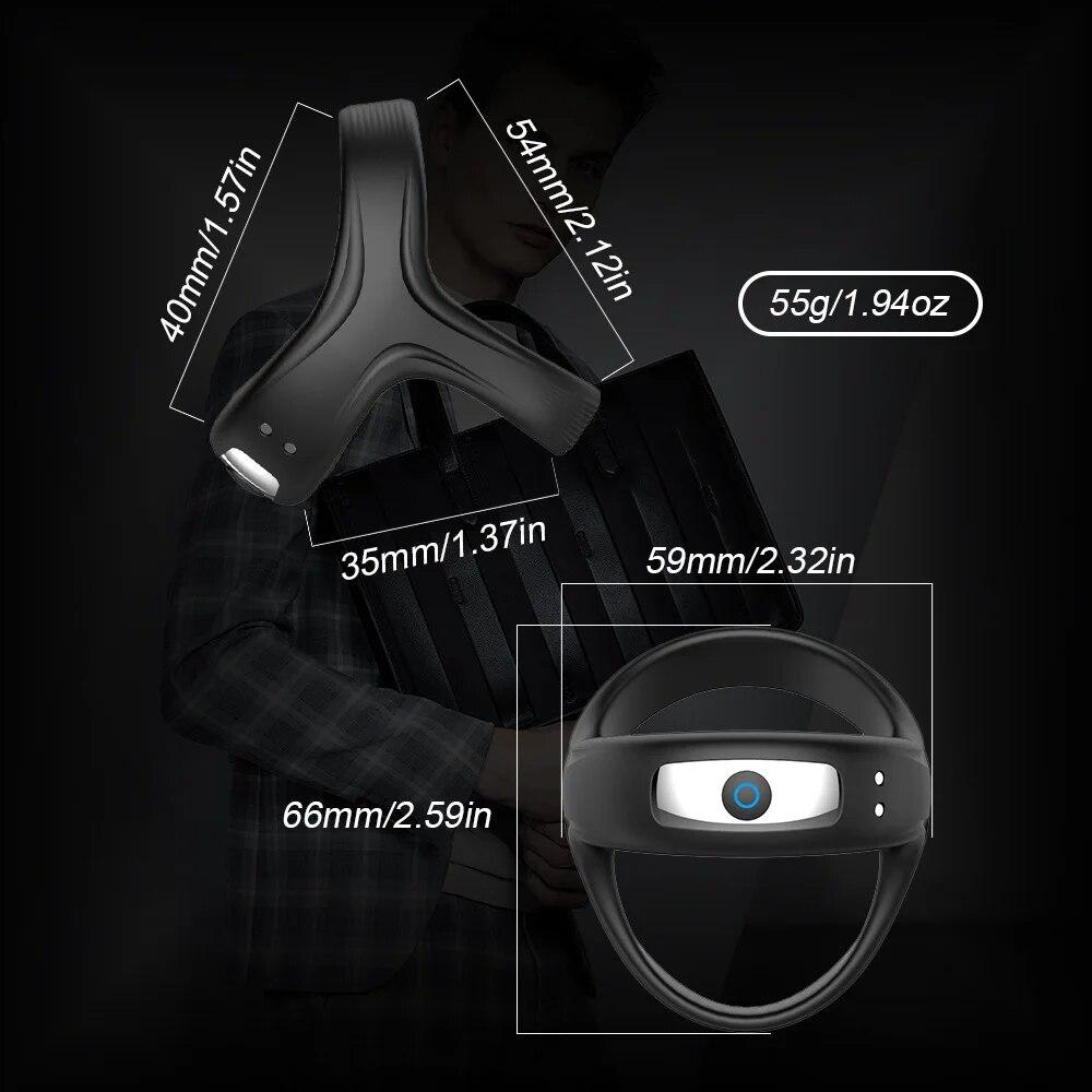 Dreieckschloss für Männer, Samenring, Hodensackmassagegerät, über USB wiederaufladbares Masturbationsgerät für Männer, Sexspielzeug für Erwachsene