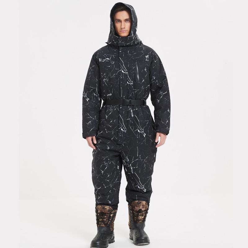 Thickened Waterproof Down Jumpsuit for Winter Fishing and Ice Protection
