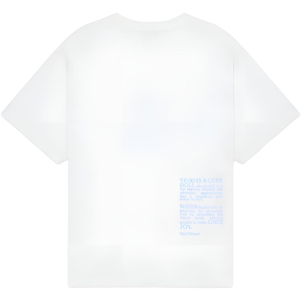 We11Done Letter Print Logo Embroidered Ribbed High Street Crew Neck Drop Shoulder Short Sleeve T-Shirt Men T-Shirts White WD-TT2-24-760-U-WH