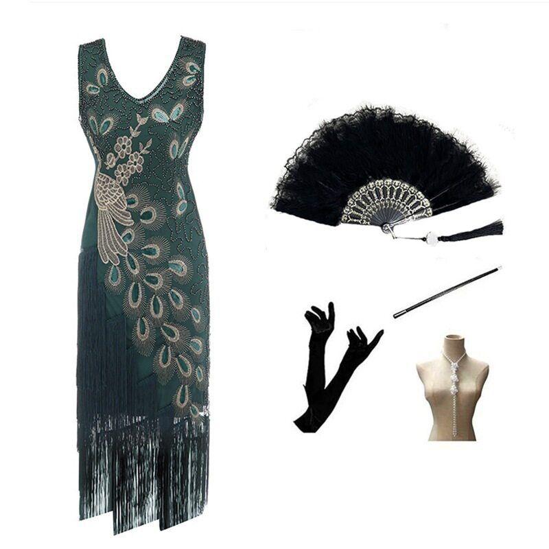 1920S Sequined Cocktail Dress, Retro Sequined Tassel Dress, Prom Party Evening Dress