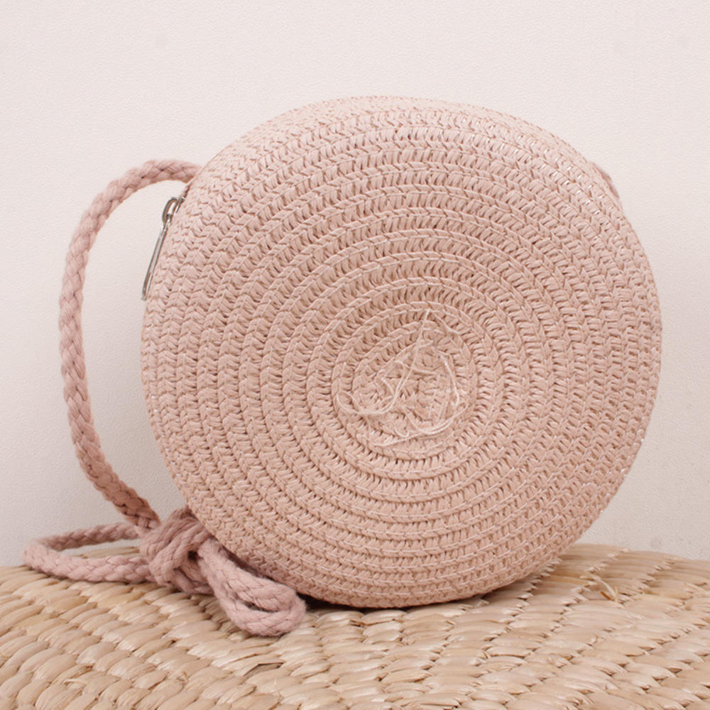 Handmade Straw Bag Women Woven Beach Crossbody Bag Ladies Shoulder Rattan Handmade Knitted Candy Color Small Handbag