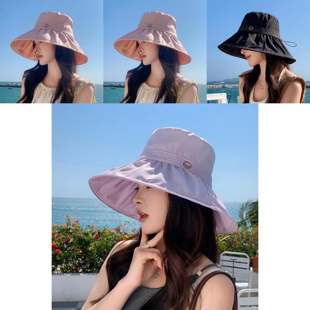 Summer Fashion Sun Hat For Women With Large Brim Breathable Polyester Sunshade Casual Outdoor Travel