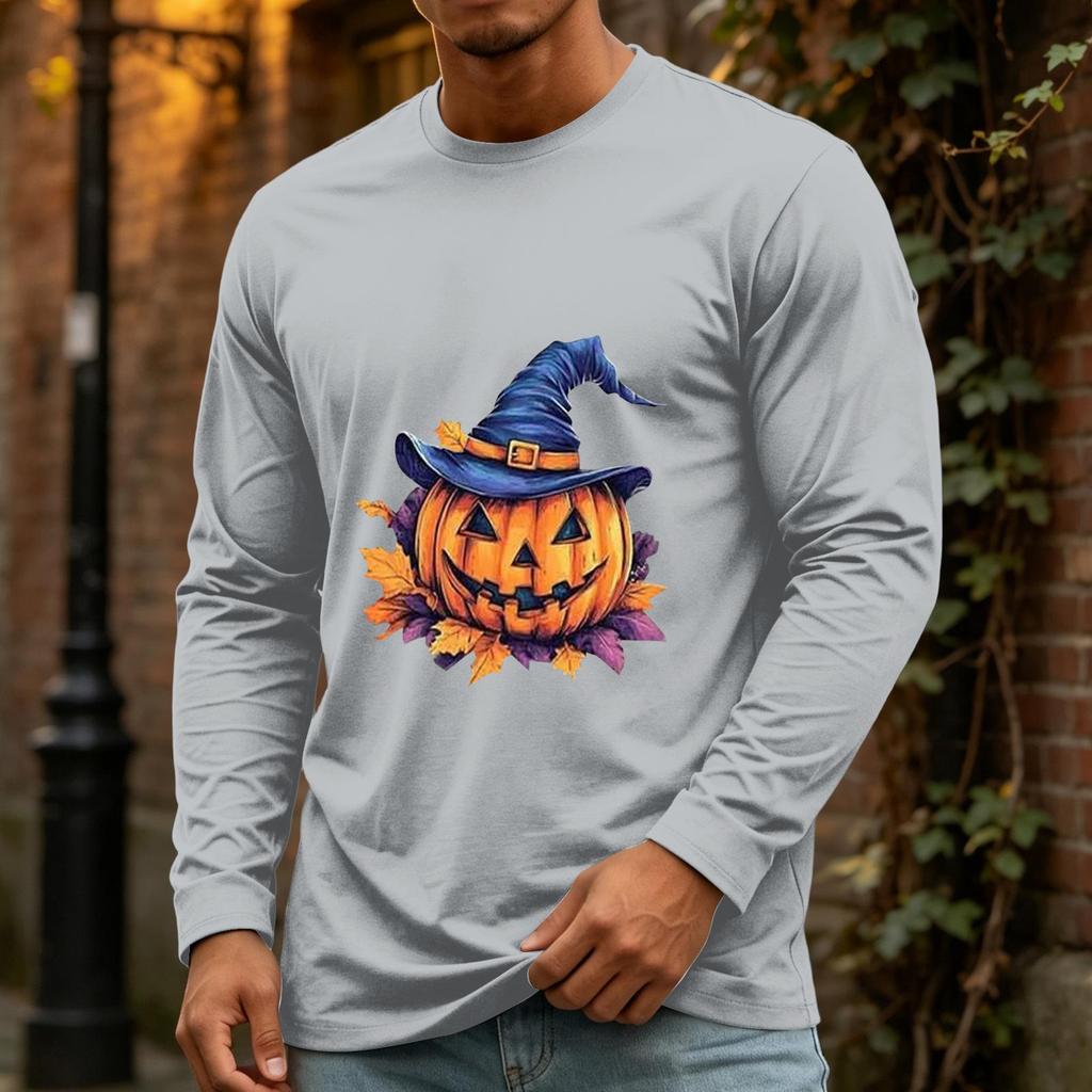 T-shirt Pull Longues Manches Col Rond Décontracté pour Homme pour Fête et Vacances d'Halloween
