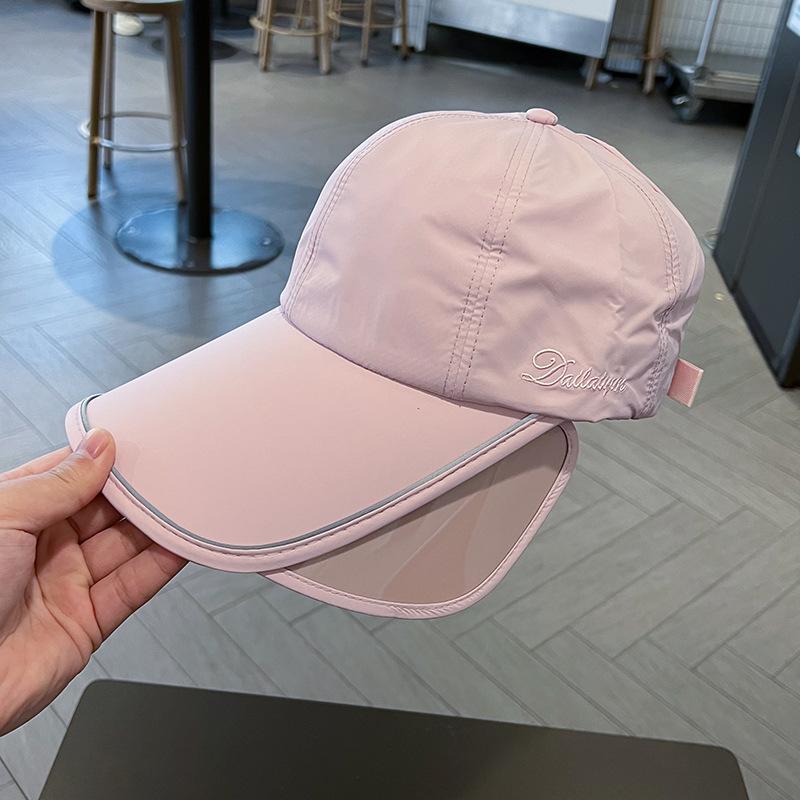 Sun protection baseball cap for women, summer thin, breathable, quick-drying, retractable, foldable, sun-shading cap with extended brim for men