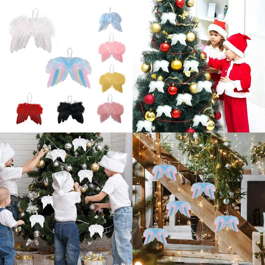 5pcs Angel Wings Christmas Feather Baubles Tree Hanging Ornament Diy Decor Craft
