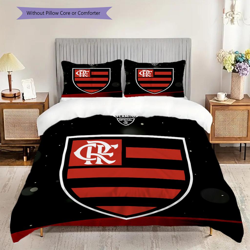 Flamengo logo Vzor Povlečení Přikrývka Sada Povlak na přikrývku Povlak na polštář Domácí dekorace Dárek k narozeninám (1 * povlak na peřinu + 2 * povlak na polštář, bez jádra)