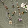 Seven-Color Stone Smiley Face Necklace - Y2K Style Women's Light Luxury Choker