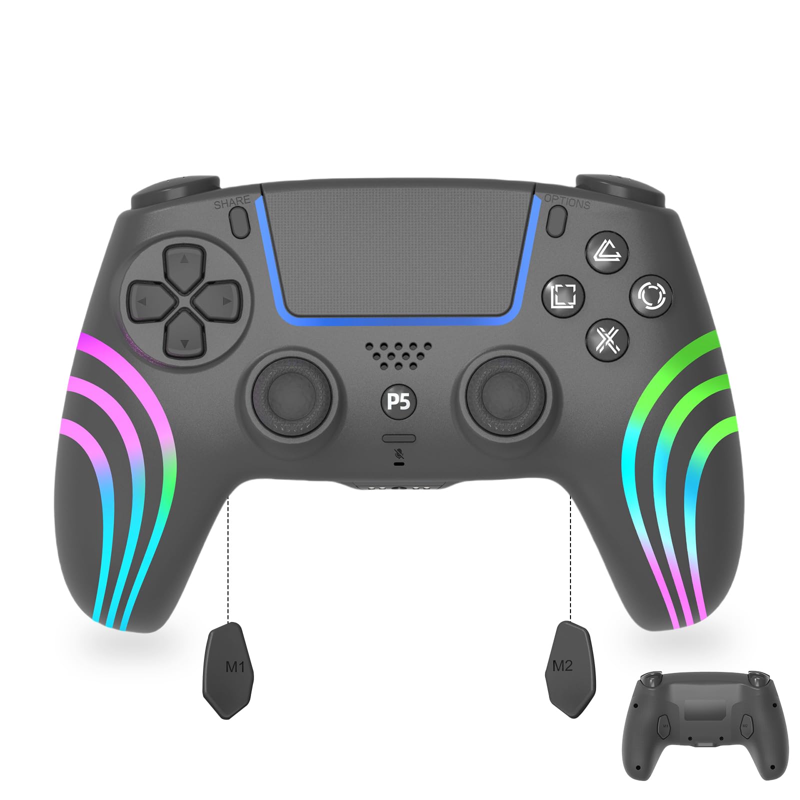 

Controller for PS5 Pro in PhyiFlbey Compatible Wireless Controller Bluetooth Connection No Delay With Back Buttons Urbo Continuous Shooting Asymmetric чорний