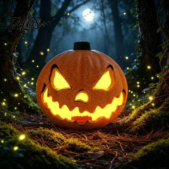 Reusable Halloween Decor Evil Pumpkin Lantern, Large LED Light Up Jack O Lantern Indoor for Party Scene, Spooky Outdoor Decoration, Trick or